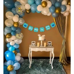 Special You 6 Month Birthday DIY combo for boys decorative kit Blue and white pack of 70 Items-image-85