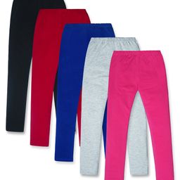 Nino Togs Pack Of 5 Solid Stretchable Leggings - Multi Colour-image-78