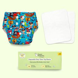 SuperBottoms BASIC Cloth Diapers for Babies Starter Kit - Reusable Diaper - Diaper Cover, Inserts, Disposable Liners - Pirates-image-36