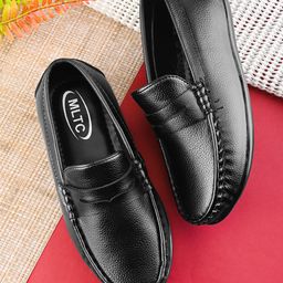 MLTC Solid Slip On Loafers - Black-image-81