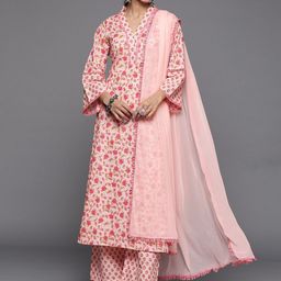 Varanga Women Floral Printed Pure Cotton Kurta Sets With Dupatta-image-74