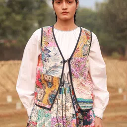 Doodlage Women Geometric Quilted Jacket with Embroidered-image-63
