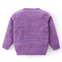 Babyhug Knitted Full Sleeves Front Open Sweater With Show Flakes Design - Lavender image 2