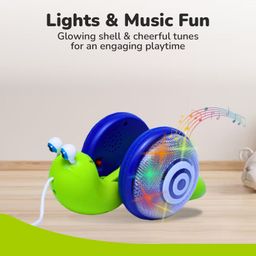 R for Rabbit Snail Tune BPA Free Musical Pull Toy with Lights & Music - Green & Blue image 2