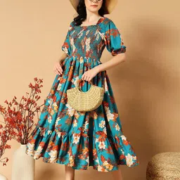 Jash Creation Printed Fit & Flare Midi Dress-image-72