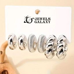 Jewels Galaxy Contemporary Half Hoop Earrings-image-30