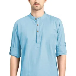 AMRIT TOP WEAR Mandarin Collar Organic Cotton Short Kurta-picture-23