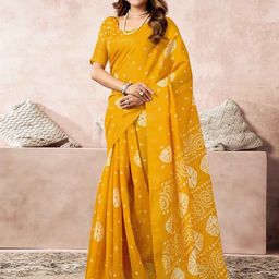 KALINI Bandhani Print Saree With Unstitched Blouse Piece-picture-1