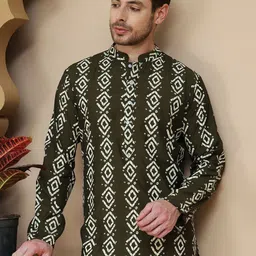 Anouk Geometric Printed Mandarin Collar Straight Kurta-picture-58