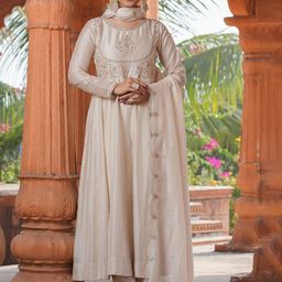 KALINI Women Floral Embroidered Regular Thread Work Kurta with Trousers & With Dupatta-image-64