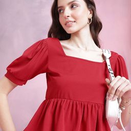 DressBerry Puff Sleeve Peplum Top-image-68
