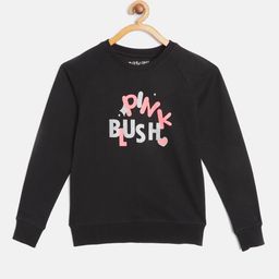 Miss & Chief Girls Black & Pink Pure Cotton Printed Sweatshirt-image-5