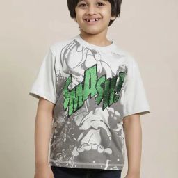 Kidsville Grey Cotton Printed Hulk T-Shirt-33