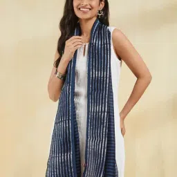 Fabindia Indigo Cotton Silk Stole-picture-15