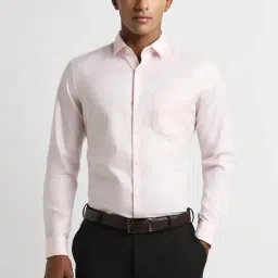Peter England Pink Cotton Slim Fit Texture Shirt-picture-30