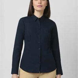 Van Heusen Navy Cotton Regular Fit Shirt-image-96