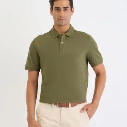 GANT Olive Regular fit Solid Polo T-Shirt-image-43