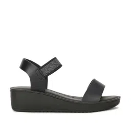 Bata Women's Black Ankle Strap Wedges-picture-20