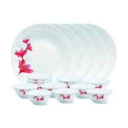 Borosil Ruby White Opalware Thali Set - 18 Pieces-47