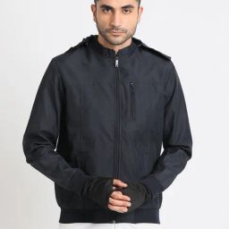 Turtle Blue Relaxed Fit Hooded Jacket-image-39
