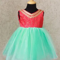 Many Frocks Kids Red & Blue Embellished Dress-image-28