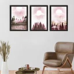 eCraftIndia Full Moon Night Set of 3 Satin Matt Texture UV Art Painting-28