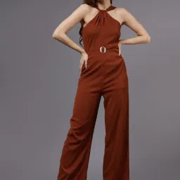 Miss Chase Rust Textured Jumpsuit-43