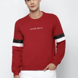 Allen Solly Red Cotton Regular Fit Striped SweatShirt-image-82