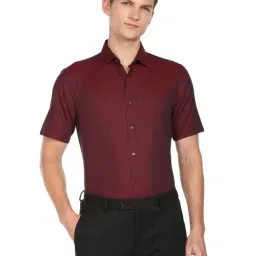 Arrow Dark Red Cotton Regular Fit Texture Shirt-picture-44
