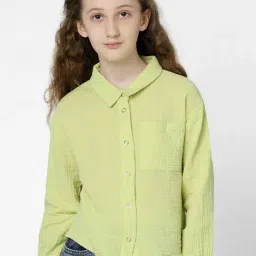KIDS ONLY Lime Green Solid Full Sleeves Shirt-image-52