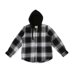 Pepe Jeans Kids Black & White Cotton Chequered Full Sleeves Shirt-image-72