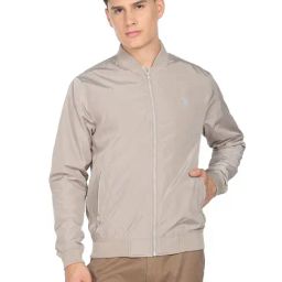 U.S. Polo Assn. Grey Regular Fit Bomber Jacket-image-15
