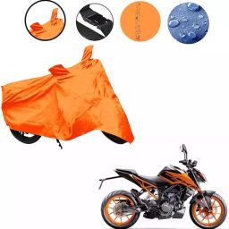 Auto Pearl Waterproof Two Wheeler Cover For KTM 200 Duke (Orange)-image-63