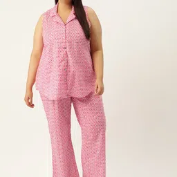 theRebelinme Women Pink & Off White Printed Shirt with Trousers-picture-16
