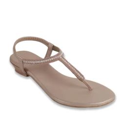Mochi Women Rose Gold T-Strap Sandals-image-67
