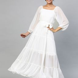 SASSAFRAS White Tiered Maxi Dress-image-17