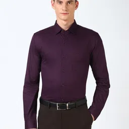 Peter England Men Spread Collar Micro Ditsy Printed Cotton Slim Fit Casual Shirt-image-99