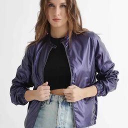 RAREISM Purple Polyester Solid Long Sleeves Jacket-picture-43