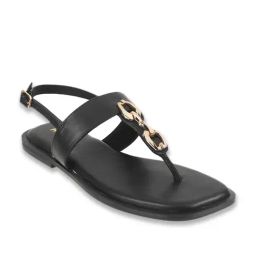 Mochi Women Black T-Strap Sandals-picture-45