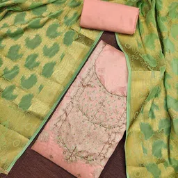SAINOOR Embellished Semi-Stitched Dress Material-image-43
