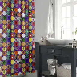 ArtzFolio Purple & Yellow Printed Waterproof Shower Curtain-11