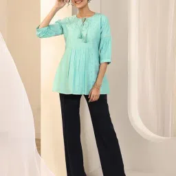 Libas Blue Printed Kurti-image-11