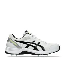 Asics Men's GEL-100 NOT OUT White & Safety Yellow Cricket Shoes-42