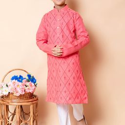 NFC CREATION Boys Embroidered Regular Thread Work Kurta with Pyjamas-17