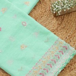 Soch Blue Cotton Embroidered Dupatta image 2