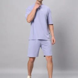 Griffel Lavender Cotton Loose Fit Logo Printed Co-Ord Set-3