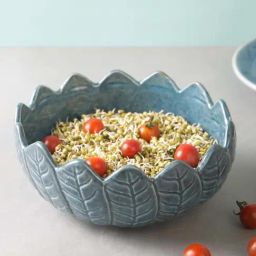 Fabindia Home Ahan Teal Ceramic Serving Bowl (0.55 L)-19