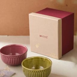 Fabindia Home Dhaari Green & Pink Stone Nut Bowls (0.35 L) - Set of 2-picture-25