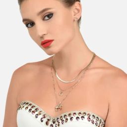 Zaveri Pearls Gold Tone 3 layers Horse & Horseshoe Embellished Necklace & Earring Set-ZPFK17729-image-65