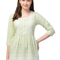 AFFLEON Ethnic Motifs Embroidered Chikankari Pure Cotton Chikankari Kurti-image-52